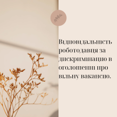 Відповідальність роботодавця за дискримінацію в оголошенні про вільну вакансію.